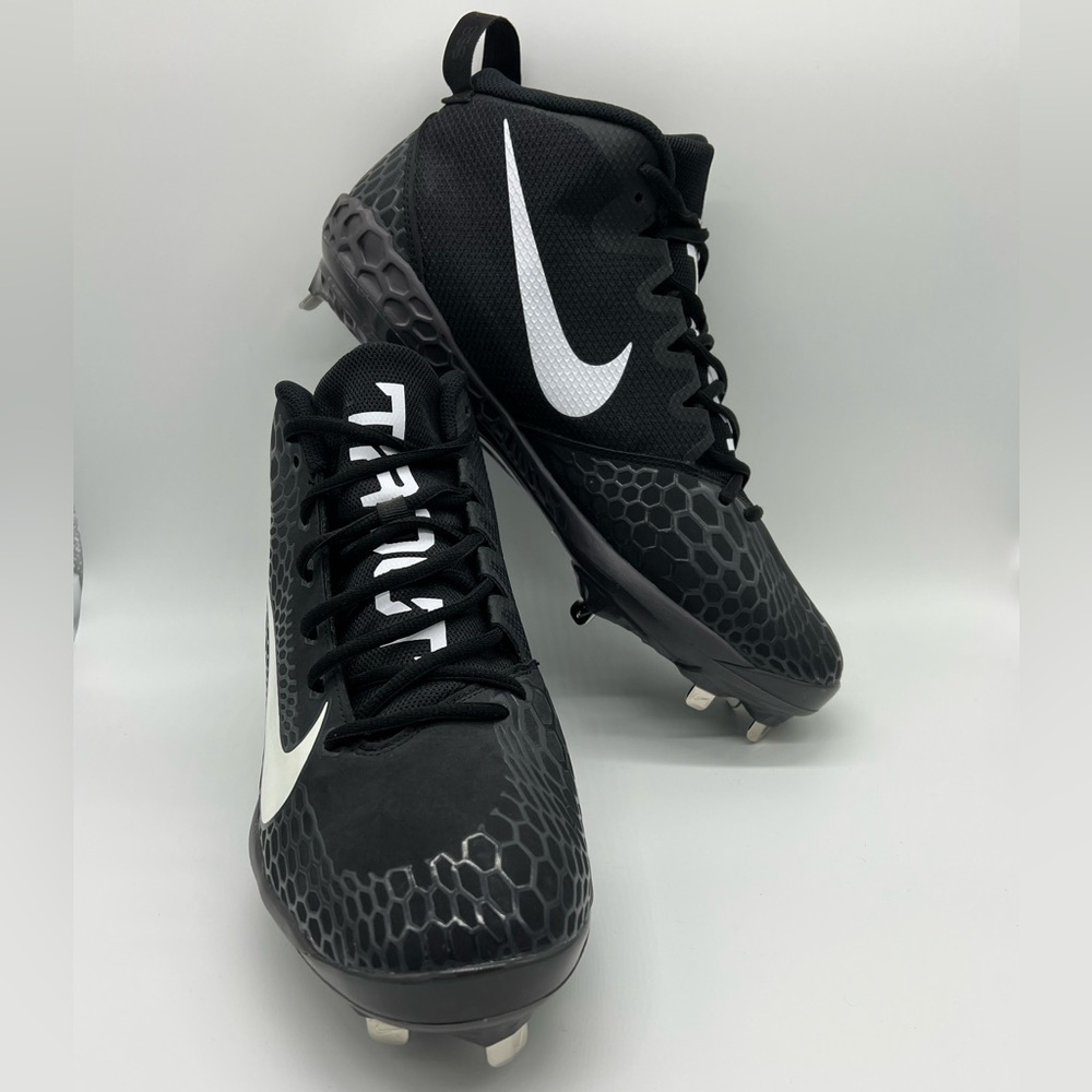 Nike Zoom Mike Trout 3 Black Mid Top Metal Baseball Cleats, Men's Size 11.5